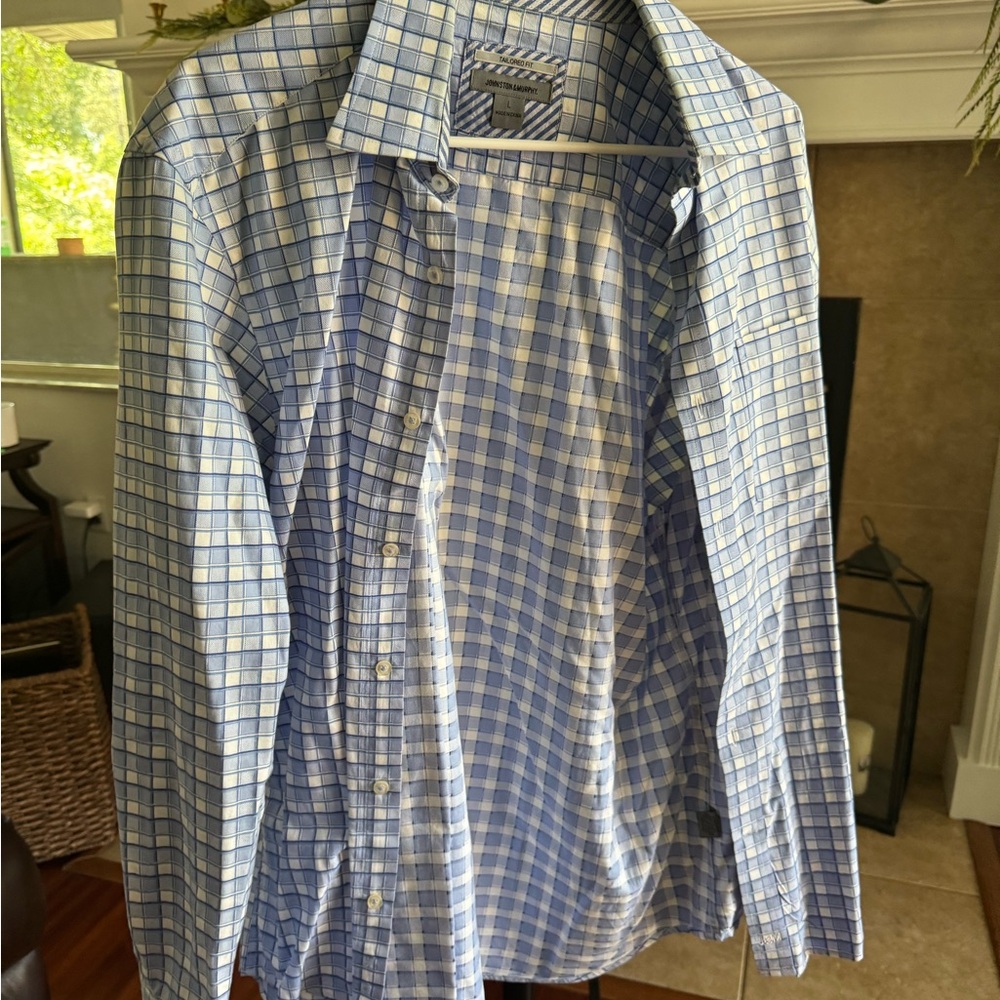 Johnston & Murphy Blue Casual Button Down Shirt